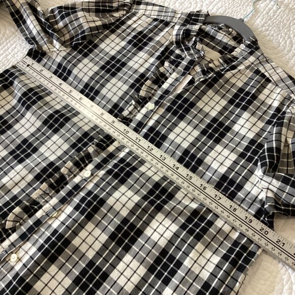NWT LOFT Plaid Preppy Button Shirt Womens M Black White Casual Retro 90s Y2K - Picture 5 of 8
